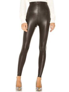COMMANDO Perfect Control Faux Leather Legging in Espresso Brown - Size XS